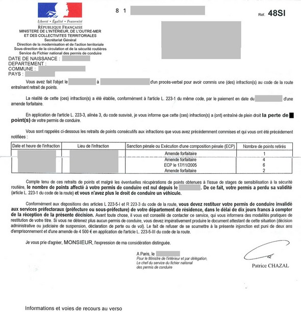 Restitution du permis de conduire